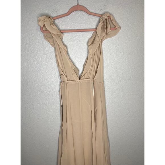 Reformation NWT Peppermint Maxi Gown Dress in Champagne M - Picture 8 of 9